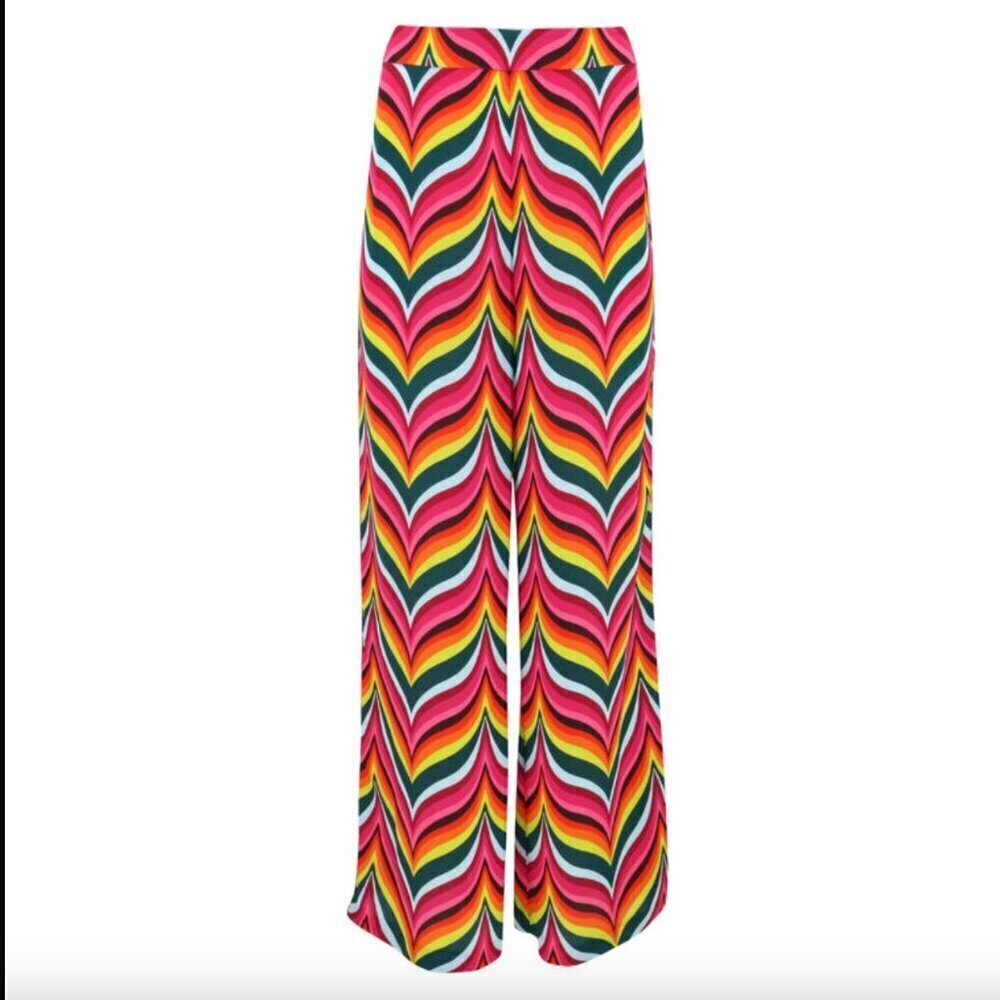 Trina Turk Spring Street Colorful Patterned High Rise Wide Leg Pants 4 - Picture 5 of 9